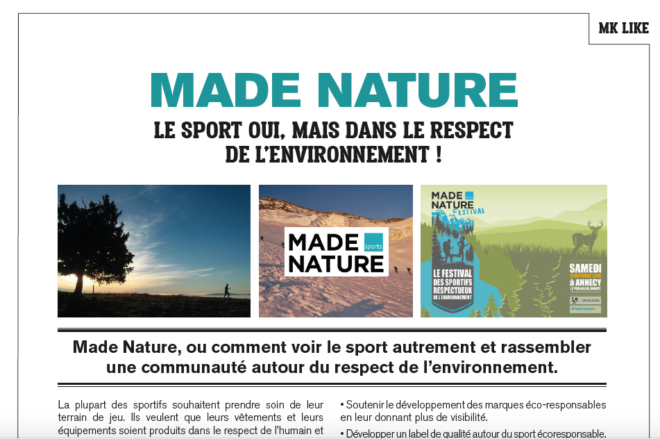 Made Nature, ou comment fédérer les sportifs autour du respect de l’environnement : article de MK Sport